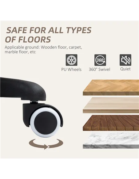 Vinsetto Microfiber Office Chair, Desk Chair, Makeup Vanity Chair with Massage Lumbar Pillow and Rolling Wheels for Bedroom and 