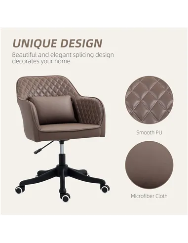 Vinsetto Microfiber Office Chair, Desk Chair, Makeup Vanity Chair with Massage Lumbar Pillow and Rolling Wheels for Bedroom and 