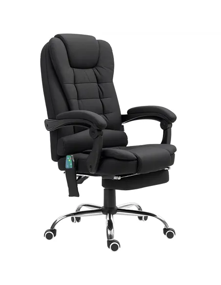 Vinsetto Office Chair with 6 Point Massage and Back Heat, Microfibre Desk Chair with Footrest Adjustable Height and Swivel Wheel