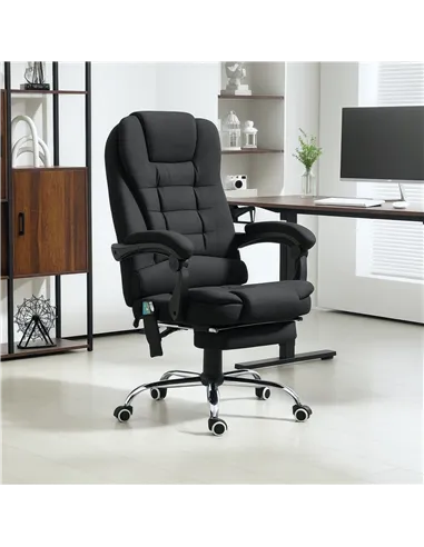 Vinsetto Office Chair with 6 Point Massage and Back Heat, Microfibre Desk Chair with Footrest Adjustable Height and Swivel Wheel
