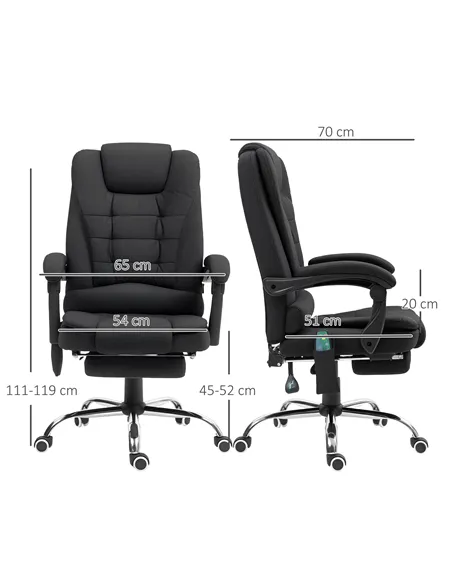 Vinsetto Office Chair with 6 Point Massage and Back Heat, Microfibre Desk Chair with Footrest Adjustable Height and Swivel Wheel