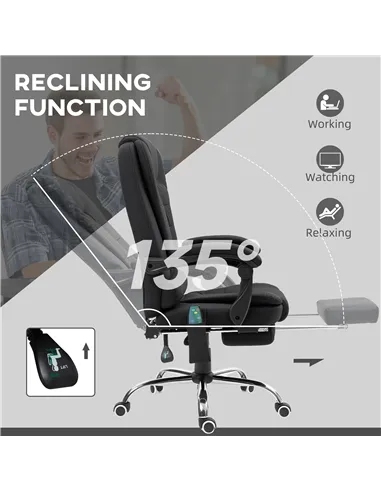 Vinsetto Office Chair with 6 Point Massage and Back Heat, Microfibre Desk Chair with Footrest Adjustable Height and Swivel Wheel