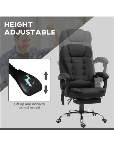 Vinsetto Office Chair with 6 Point Massage and Back Heat, Microfibre Desk Chair with Footrest Adjustable Height and Swivel Wheel