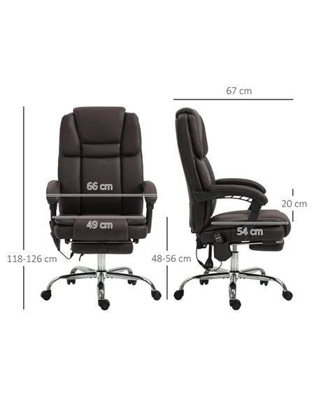 Vinsetto Six Point Vibrating Massage Office Chair - Dark Brown