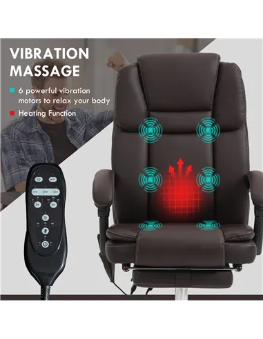 Vinsetto Six Point Vibrating Massage Office Chair - Dark Brown