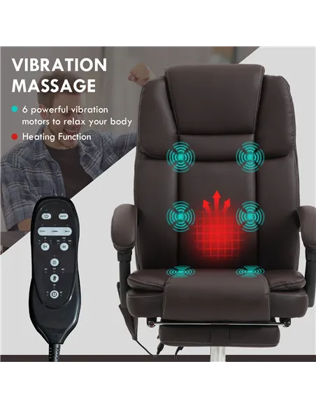 Vinsetto Six Point Vibrating Massage Office Chair - Dark Brown