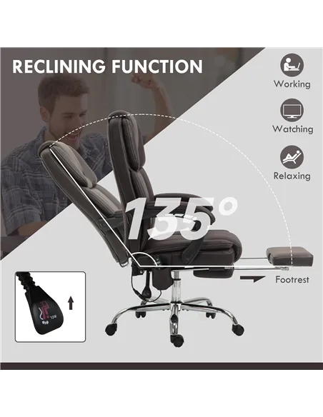 Vinsetto Six Point Vibrating Massage Office Chair - Dark Brown