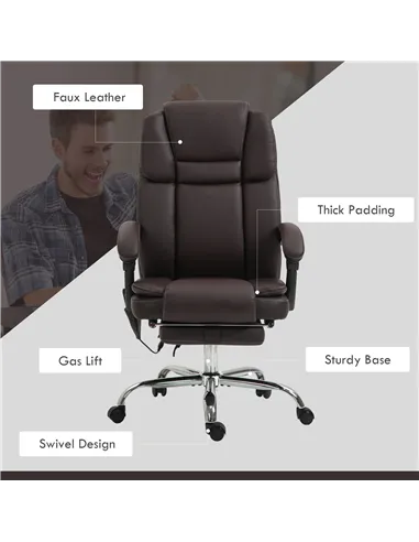 Vinsetto Six Point Vibrating Massage Office Chair - Dark Brown