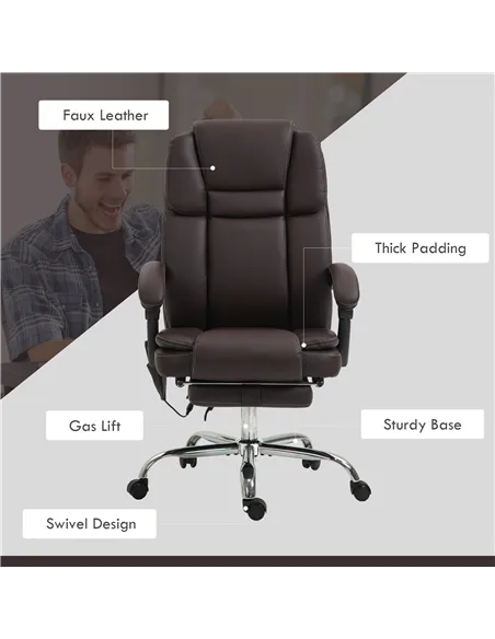 Vinsetto Six Point Vibrating Massage Office Chair - Dark Brown