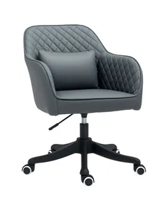 Vinsetto Microfiber Office Chair, Desk Chair, Makeup Vanity Chair with Massage Lumbar Pillow and Rolling Wheels for Bedroom and 