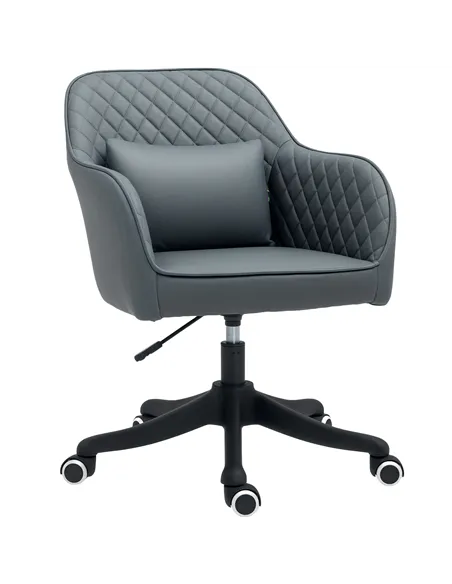 Vinsetto Microfiber Office Chair, Desk Chair, Makeup Vanity Chair with Massage Lumbar Pillow and Rolling Wheels for Bedroom and 