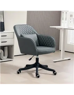 Vinsetto Microfiber Office Chair, Desk Chair, Makeup Vanity Chair with Massage Lumbar Pillow and Rolling Wheels for Bedroom and  2