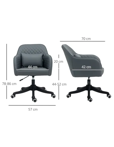 Vinsetto Microfiber Office Chair, Desk Chair, Makeup Vanity Chair with Massage Lumbar Pillow and Rolling Wheels for Bedroom and 