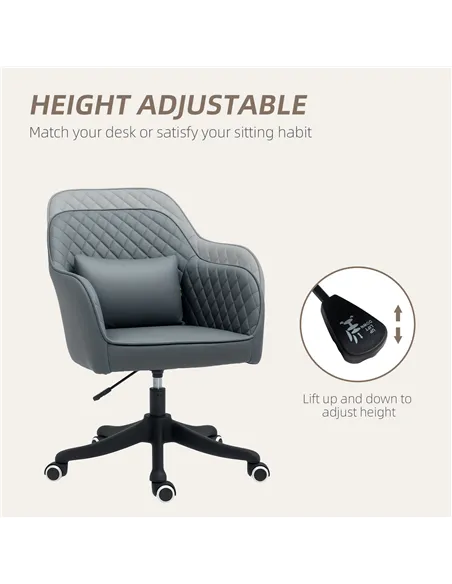 Vinsetto Microfiber Office Chair, Desk Chair, Makeup Vanity Chair with Massage Lumbar Pillow and Rolling Wheels for Bedroom and 