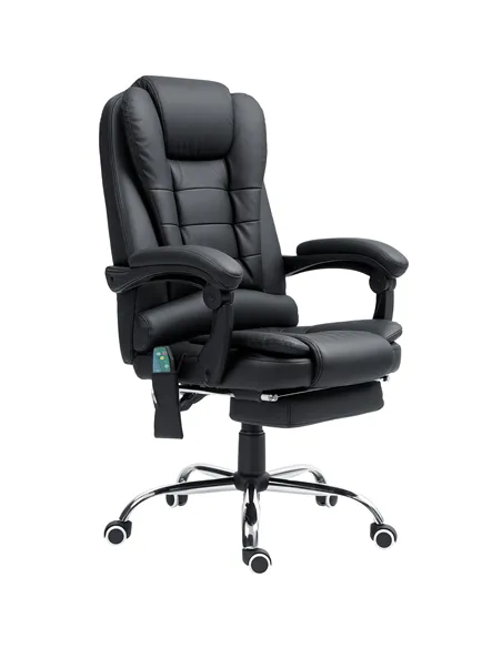 Vinsetto Office Chair with 6 Point Massage and Back Heat, PU Desk Chair with Footrest Adjustable Height and Swivel Wheels, Back 