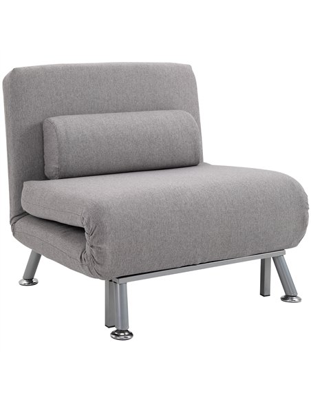 HOMCOM Adjustable Back Futon Sofa Chair - Grey