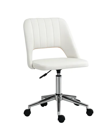 Vinsetto Armless Velvet-Feel Office Chair - Cream White