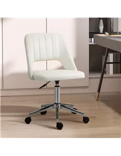 Vinsetto Armless Velvet-Feel Office Chair - Cream White 2
