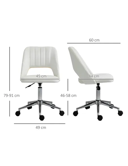 Vinsetto Armless Velvet-Feel Office Chair - Cream White