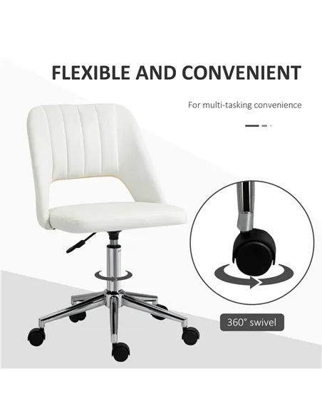 Vinsetto Armless Velvet-Feel Office Chair - Cream White
