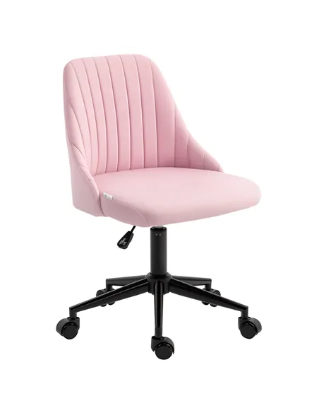 Vinsetto Velvet-Feel Armless Office Chair - Pink