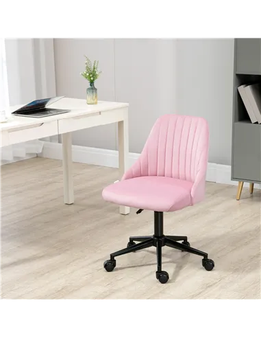 Vinsetto Velvet-Feel Armless Office Chair - Pink