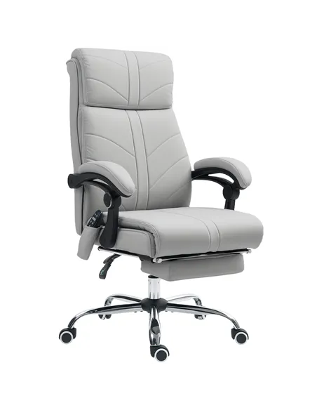 Vinsetto Faux Leather Massage Office Chair - Light Grey