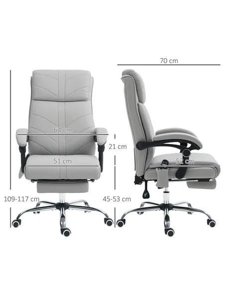 Vinsetto Faux Leather Massage Office Chair - Light Grey