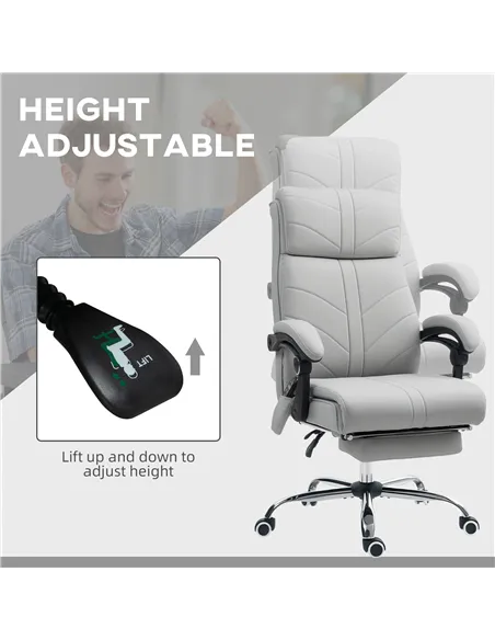 Vinsetto Faux Leather Massage Office Chair - Light Grey
