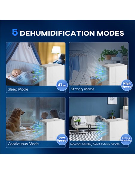 HOMCOM 30L Clothes Dryer Dehumidifier - White