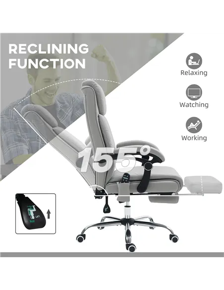 Vinsetto Faux Leather Massage Office Chair - Light Grey