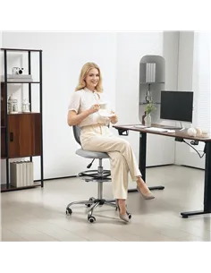 Vinsetto 68-88cm Draughtsman Office Chair, with Wheels - Light Grey 2