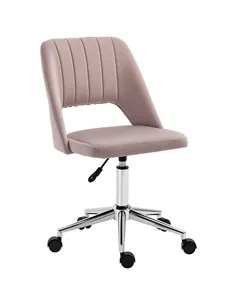 Vinsetto Armless Velvet-Feel Office Chair - Pink