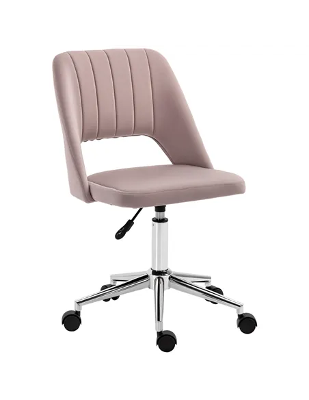 Vinsetto Armless Velvet-Feel Office Chair - Pink