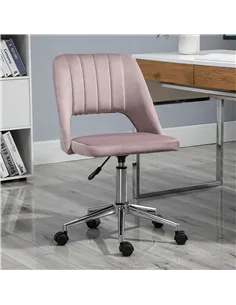 Vinsetto Armless Velvet-Feel Office Chair - Pink 2