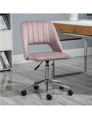 Vinsetto Armless Velvet-Feel Office Chair - Pink