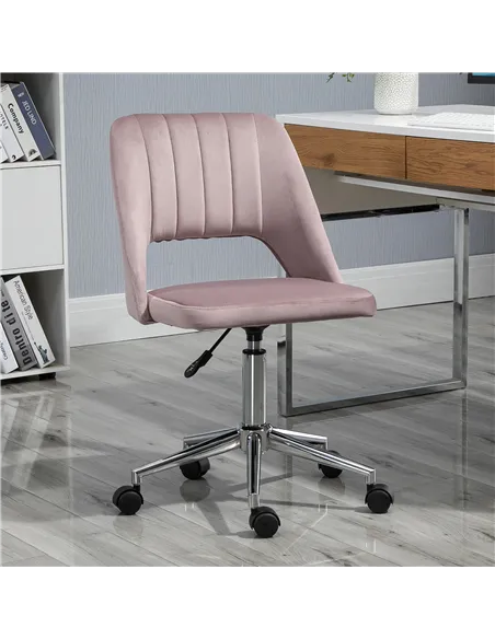 Vinsetto Armless Velvet-Feel Office Chair - Pink