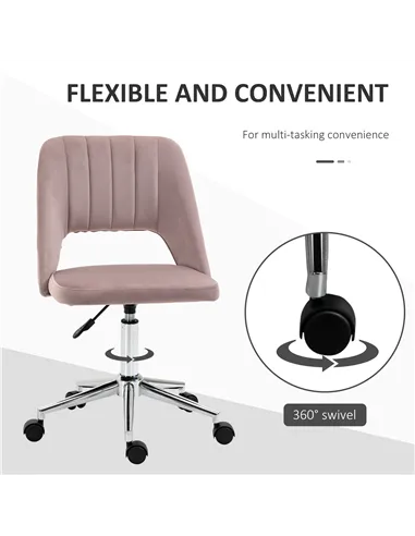 Vinsetto Armless Velvet-Feel Office Chair - Pink