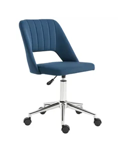 Vinsetto Armless Velvet-Feel Office Chair - Dark Blue