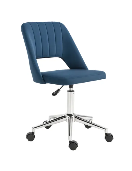 Vinsetto Armless Velvet-Feel Office Chair - Dark Blue
