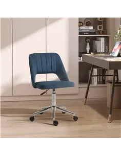 Vinsetto Armless Velvet-Feel Office Chair - Dark Blue 2