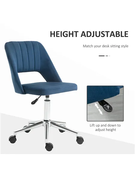 Vinsetto Armless Velvet-Feel Office Chair - Dark Blue