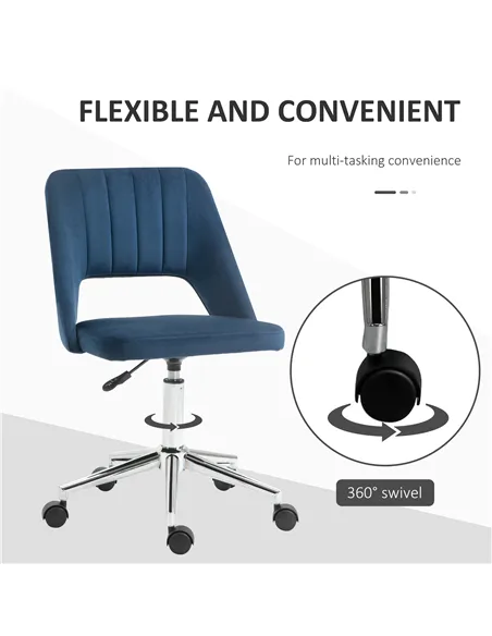 Vinsetto Armless Velvet-Feel Office Chair - Dark Blue