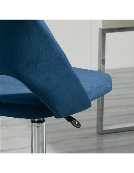 Vinsetto Armless Velvet-Feel Office Chair - Dark Blue