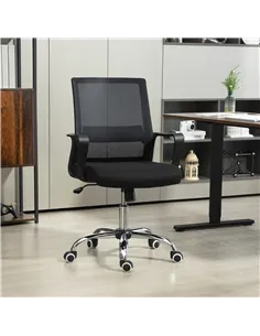 Vinsetto Mesh Back Office Chair, with Wheels - Black 2