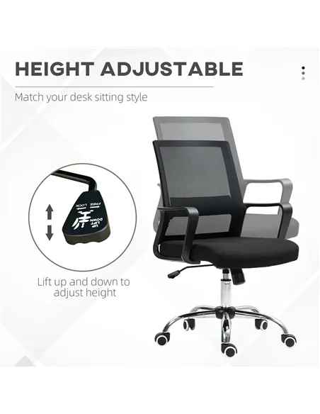 Vinsetto Mesh Back Office Chair, with Wheels - Black