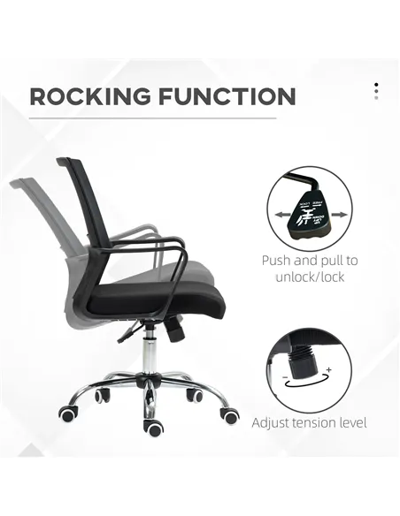 Vinsetto Mesh Back Office Chair, with Wheels - Black
