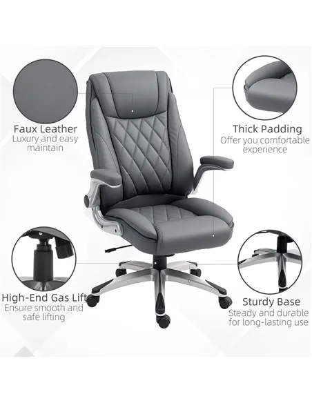 Vinsetto Faux Leather Executive Swivel Office Chair - Dark Grey