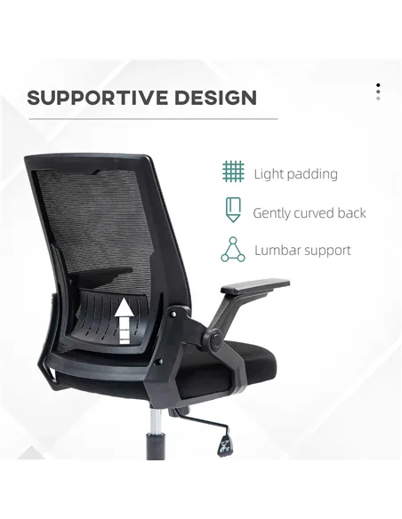 Vinsetto Office Chair, with Lumbar Support - Black