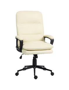Vinsetto Office Chair, PU Leather Computer Desk Chair Office Chair with Adjustable Height and Swivel Rolling Wheels for Work Stu